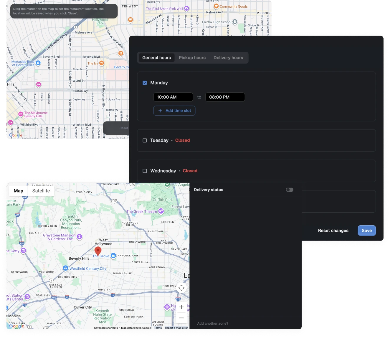 Configure the restaurant settings