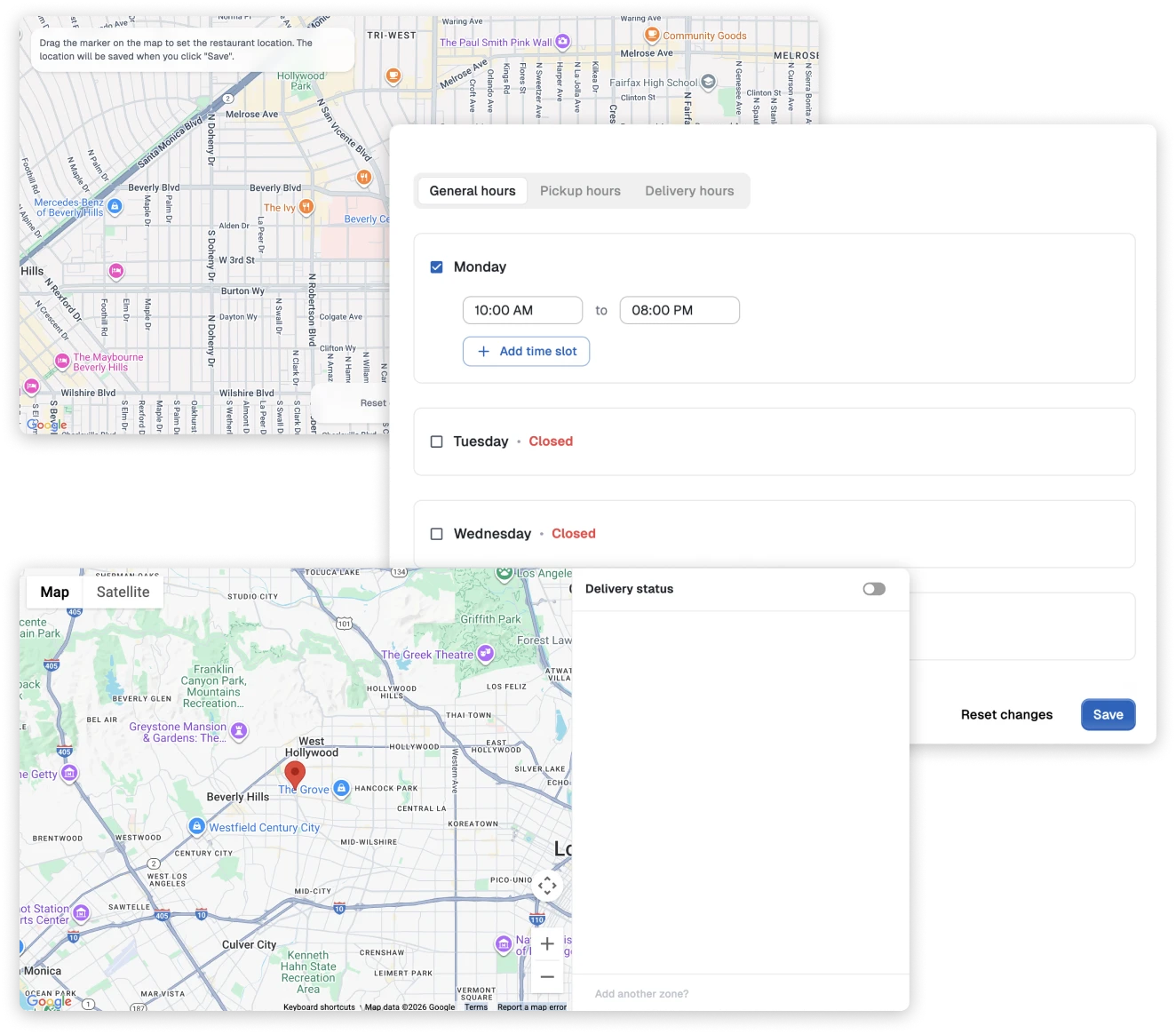 Configure the restaurant settings